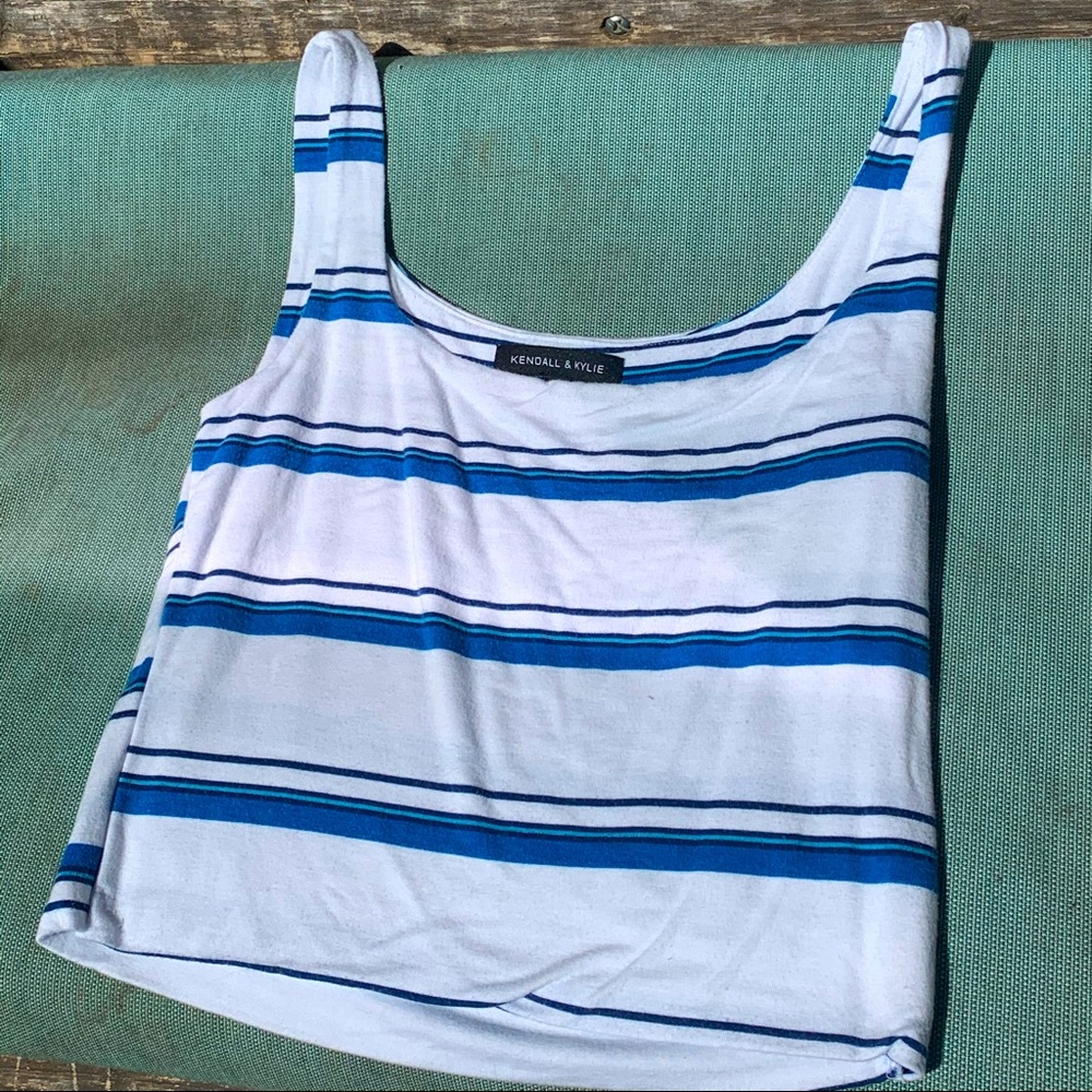 blue and white striped tank
